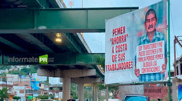 El sindicato petrolero ha intensificado una campaña contra PEMEX desde que se anunció la basificación directa de sus trabajadores, es decir sin mediar el sindicato de manera exlusiva (Foto: Jorge Huerta E.)