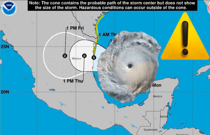 El ciclón tropical, primero de la temporada 2024, continúa desplazandose a 9 km/h con destino a la costa de Tamaulipas, en México